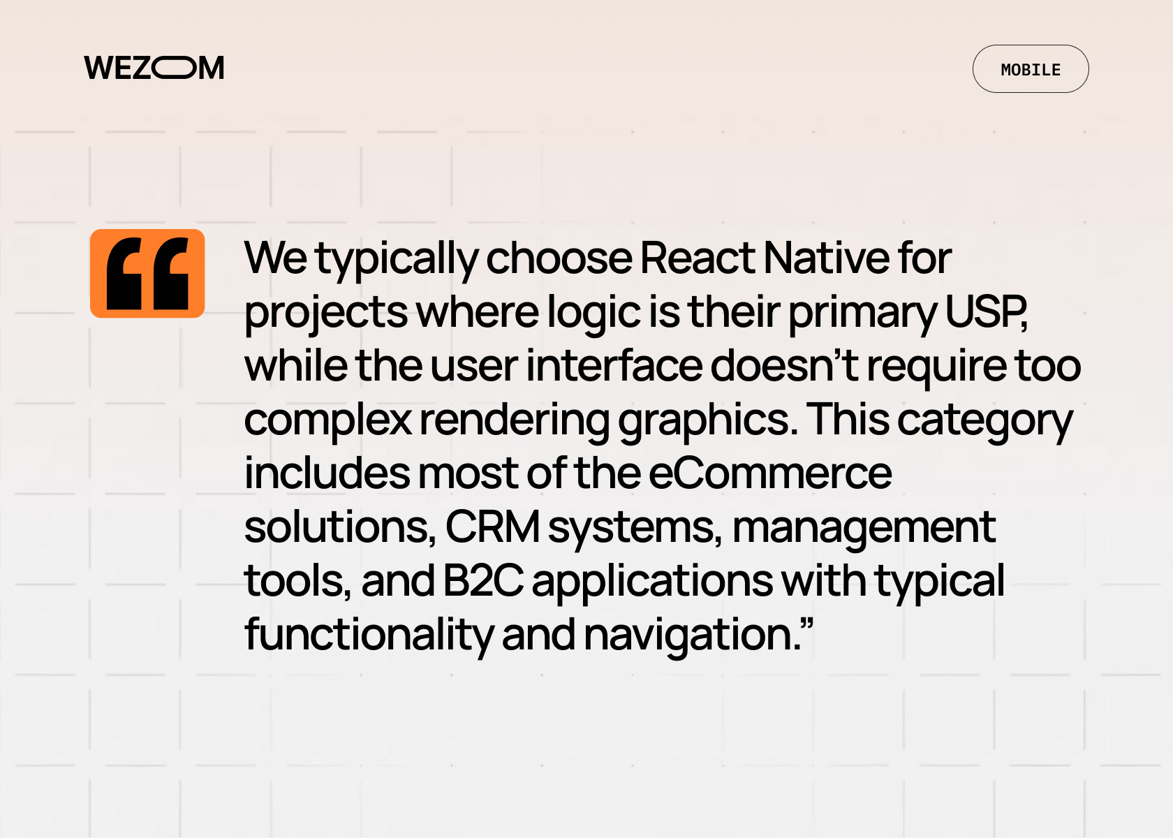 Why choose React Native for mobile development in eCommerce, CRM, management tools, and B2C apps with typical functionality